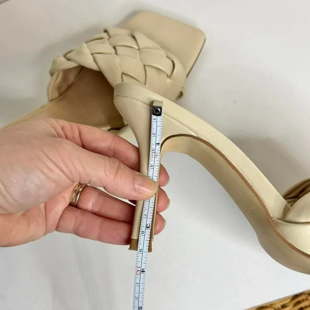 Marc Fisher Brizo Woven Strap Heeled Mules Sandal | Size 8